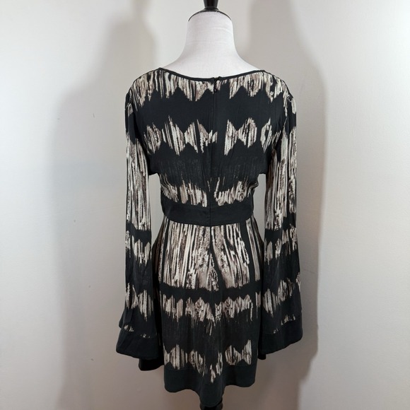 Marciano by Guess Dress S Silk Black Bohemian 60's Tie Dye Festival Luxe Pockets - Picture 3 of 14